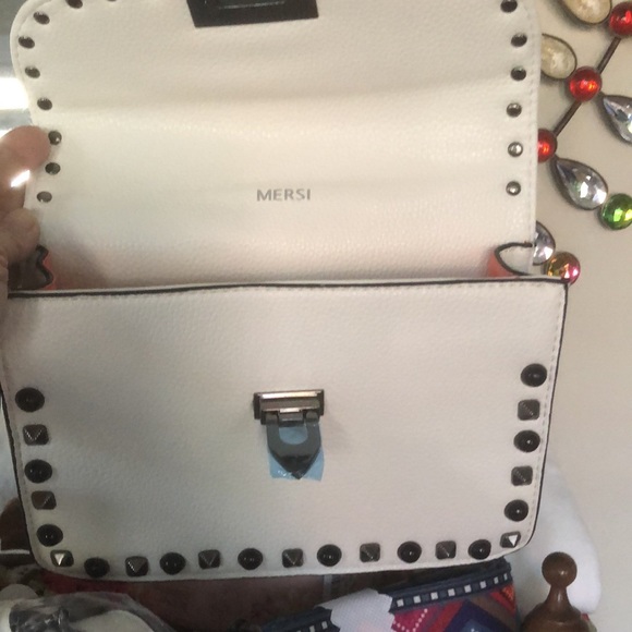 NWT MERSI Studded Vegan Faux Leather Crossbody w/ 2 Straps - Picture 3 of 10